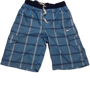 Nike Blue Plaid Performance Swim Shorts Mens Size S